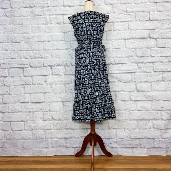 NYLAND Navy Blue Cotton Floral Midi Dress - Picture 2 of 6
